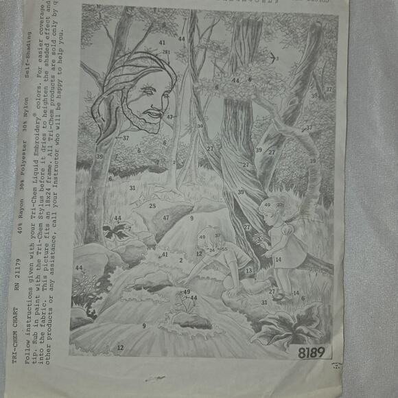 Tri-Chem Ready to Paint Jesus Watching Over 19" x 26" Instructions Self-Shading - Picture 5 of 8